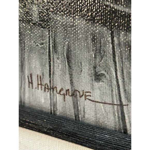 H Hargrove Signed Serigraph Black & White Cat in Chair Farmhouse 8x10" Fine Art - Picture 4 of 7